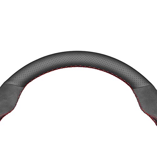 MEWANT Hand Sewing Breathable Car Steering Wheel Cover for Subaru WRX 2015-2021 / WRX STI 2015-2021 Steering Wheels Accessories for Subaru WRX (STI) - color: style-03:PU leather + suede + red thread