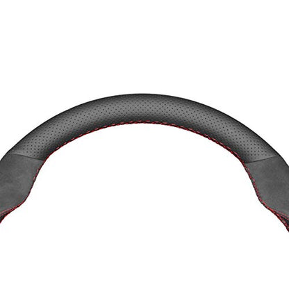 MEWANT Hand Sewing Breathable Car Steering Wheel Cover for Subaru WRX 2015-2021 / WRX STI 2015-2021 Steering Wheels Accessories for Subaru WRX (STI) - color: style-03:PU leather + suede + red thread