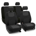 FH Group Bright Flat Cloth Full Set Automotive Seat Covers Front Set and Rear Solid Bench Black Seat Covers w. Gift Universal Fit Interior Accessories for Cars Trucks and SUVs - color: Black