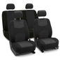 FH Group Bright Flat Cloth Full Set Automotive Seat Covers Front Set and Rear Solid Bench Black Seat Covers w. Gift Universal Fit Interior Accessories for Cars Trucks and SUVs - color: Black