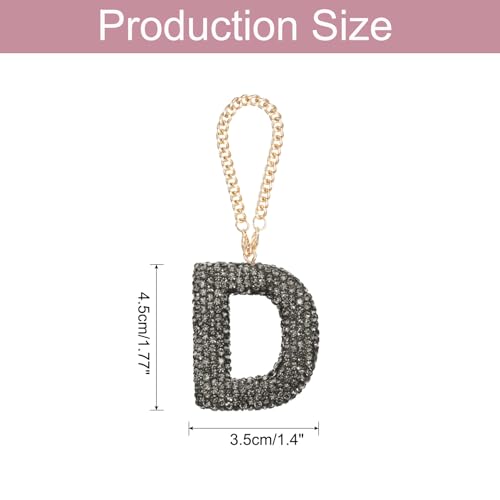 MECCANIXITY Bling Car Letter Charm, Initial D Letter Interior Car Rear View Mirror Decoration Hanging Crystal Ornaments for Women Bags Water Cup DIY Craft, Gray - style: D Letter