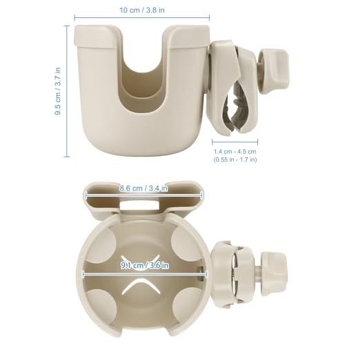 Accmor Stroller Cup Holder with Phone Holder, Bike Cup Holder, Universal Cup Holder for Uppababy Nuna Doona Strollers, 2-in-1 Cup Holder for Walker, Wheelchair, Scooter - color: All Off White
