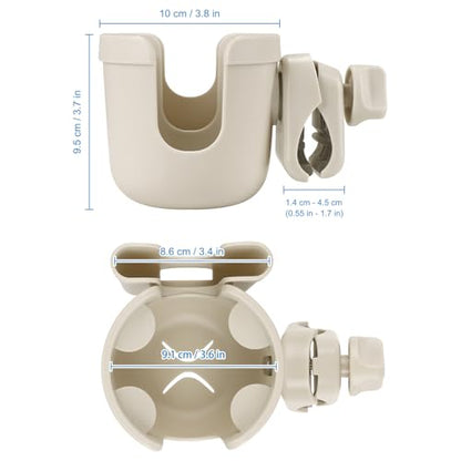 Accmor Stroller Cup Holder with Phone Holder, Bike Cup Holder, Universal Cup Holder for Uppababy Nuna Doona Strollers, 2-in-1 Cup Holder for Walker, Wheelchair, Scooter - color: All Off White