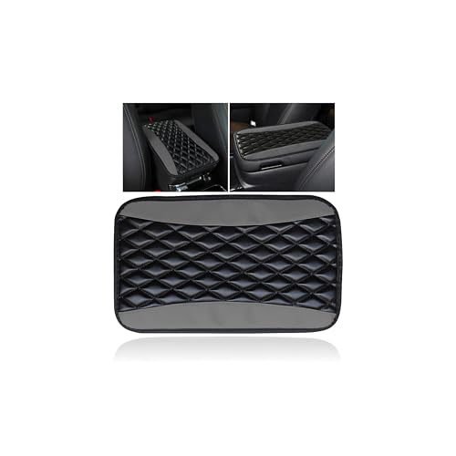 Auto Center Console Pad, Universal Waterproof Armrest Seat Box Cover, Car Interior Accessories, Leather Auto Armrest Cover Protector for Most Vehicle, SUV, Truck (Gray)