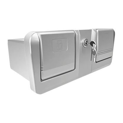 Pactrade Marine Boat Pontoon Yacht Storage Compartment Durable Standard Lightweight Lockable ABS Locking Plastic Glove Box White Spacious with Keys (White, with 2 Cup Holders & Keys) - style: White, With 2 Cup Holders & Keys