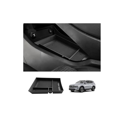 LUWU Lower Center Console Tray Storage Box for 2021 2022 2023 Hyundai Santa Fe SE/SEL/XRT/Limited/Calligraphy Accessories Armrest Console Organizer ABS Material 2022 2023 Santa Fe Accessories Black - color: 2021-2023 Santa Fe Lower Organizer