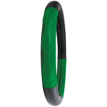 GG Grand General 54080 18 inches Deluxe Plus Steering Wheel Cover Full Black with Green Comfort Pad
