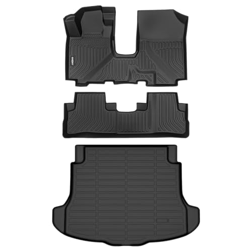 GINOWY-Floor Mats Cargo Liner Set for Honda CRV 2007-2011, TPE All Weather CR-V Car Mats, Non-Slip Trunk Mat Floor Liners, Waterproof Custom Fit Accessories Mats Black - style: 15) for Honda CRV 2007-2011 Full Set