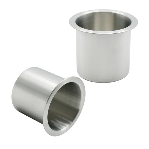 Anxingo 2 Pcs Stainless Steel Cup Holder, Silver Poker Table Drink Holder, Drop-in Cup Drink Holder for Yacht Boats RV Cars and Trucks