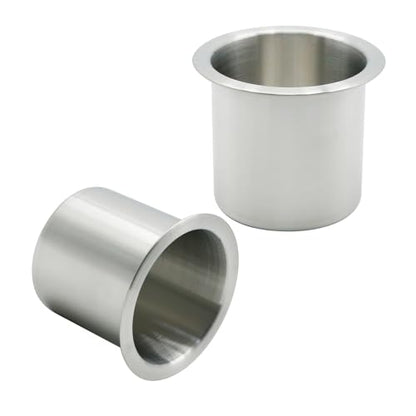 Anxingo 2 Pcs Stainless Steel Cup Holder, Silver Poker Table Drink Holder, Drop-in Cup Drink Holder for Yacht Boats RV Cars and Trucks