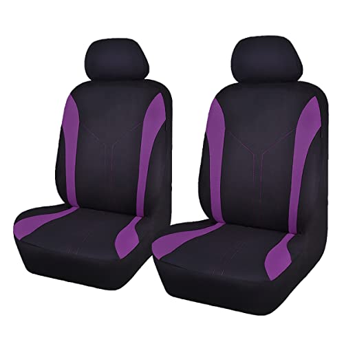 Flying Banner Car Seat Covers Front Seats Mesh Fabric Rear Bench Split Polyester Cover Easy Installation SUV CAR Woman Lady Femal (Front Set, Black Purple) - color: Black Purple, size: Front Set