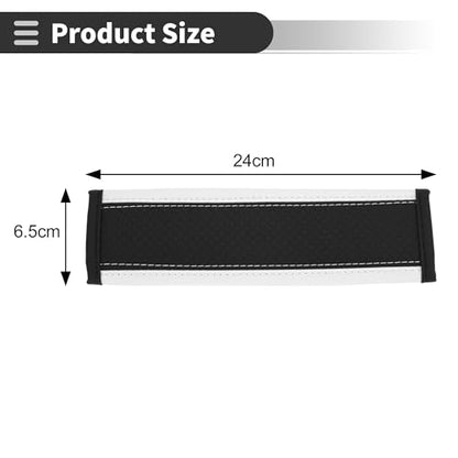 Black White Seat Belt Cover Pad Faux Leather 24cm Seatbelt Strap Cushion Shoulder Padding 2 Pcs - color: Black,White