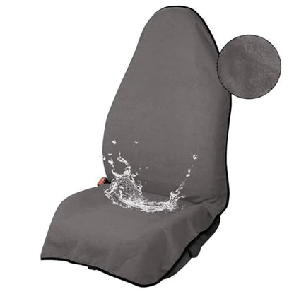 Car Seat Covers - Front Seats Sweat - Absorbent & Waterproof Towel Material, Ideal for Gym, Running, Swimming, Beach & Hiking - Fits Cars, SUVs, Trucks (Classic Gray, 1 Piece)