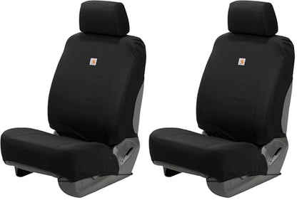Carhartt Universal Nylon Duck Canvas Fitted Bucket Seat Cover,Durable Seat Protection with Rain Defender,Single,Black,(Pack of 2) - color: Black, size: One Size (Pack of 2)