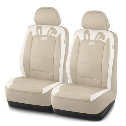PIC AUTO Car Seat Covers, Cute Rabbit Premium Beige Leather Seat Covers, Universal Fit Front Seat Covers for Cars, Trucks, SUVs, Soft & Wear-Resistant Auto Interior Protection with Airbag-Compatible - color: Beige