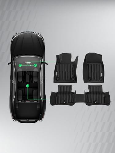 YHTAUTO Floor Mats Compatible with 2014-2017 Infiniti Q50, TPE Floor Liners All-Weather Protection Custom Fit, 1st & 2nd Row, Set of 3 Black
