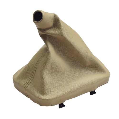 Manual Gear Shift Knob Black Leather Shifter Boot Cover Gaiter with Frame for B-mw E30 E36 E39 E46 E81 E82 E87 E88 E90 E91 E92 E93 (E46 Beige) - size: E46 beige