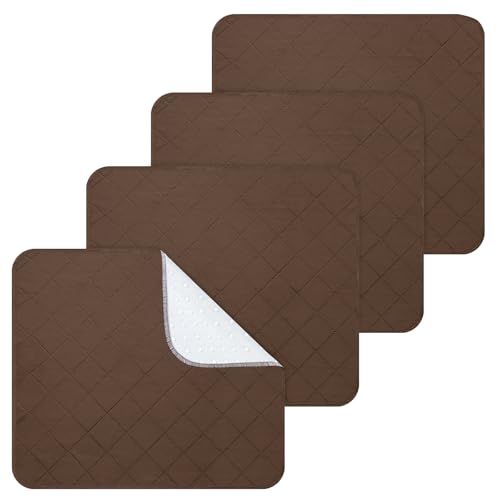 Waterproof Chair Pads for Incontinence, 4 Pack Reusable Seat Protector Pads 18" x 16", Absorbent Wheelchair Pad Covers, Washable Chair Pads for Adults, Kids & Pets - Brown - color: Brown, size: 18" x 16"