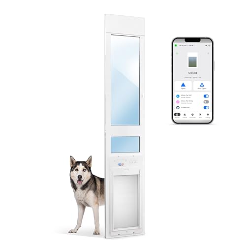 Power Pet Roll Up Smart Automatic Patio Pet Door Pet Door by High Tech Pet, Premium Heavy Aluminum, Dual Pane Low-E Glass, Safe, Secure, Airtight, Manual or App Control - color: Patio Regular - 75-80¼, size: Large