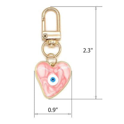 Evil Eye Keychains Sweat-heart Keychains Protection Charm for Women Men Car Key Ring Bag Purse Accessories - color: Pink
