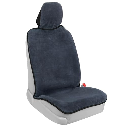 BDK UltraFit Waterproof Towel Seat Covers for Cars - 1 Piece Washable Cloth Car Seat Cover Towels Front Seats - Sweat Seats Protector for Gym, Swimming, Surfing, Running - Universal Fit for Most Cars - color: Black Trim, size: 1 Piece Front Seat Cover