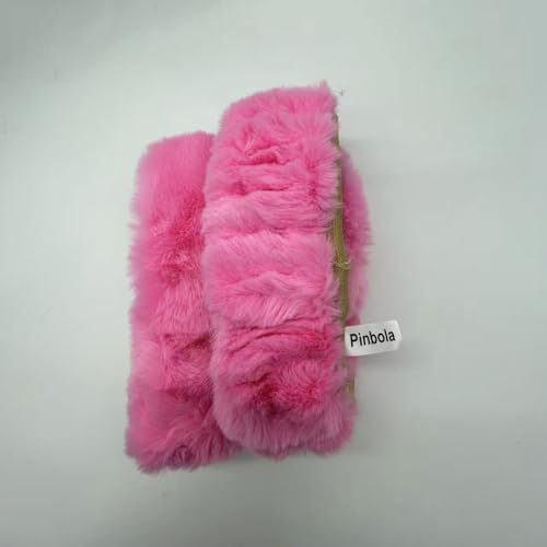Pinbola 5pcs in 1 Set Faux Wool Steering Wheel Cover Soft Fluffy Handbrake Cover & Gear Shift Cover & 2pcs Seat Belt Shoulder Pads Warm Universal Fit for 15 Inch (Pink)