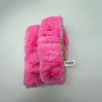Pinbola 5pcs in 1 Set Faux Wool Steering Wheel Cover Soft Fluffy Handbrake Cover & Gear Shift Cover & 2pcs Seat Belt Shoulder Pads Warm Universal Fit for 15 Inch (Pink)