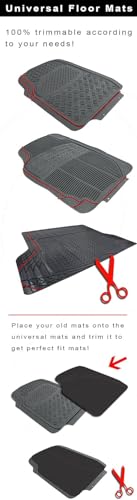 Waterproof Trunk Mat All Weather Cargo Liner 52" x 43" Universal Trimmable Tray Non Slip Interior Snow Rain Dust Rust Protection Heavy-Duty Black Rubber Rear Floor Carpet Cover Kids Dogs Pat Friendly