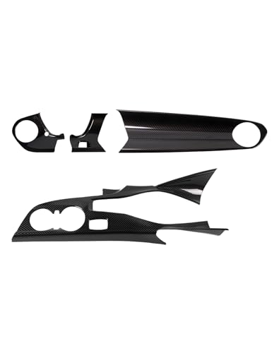 4PCS Carbon Fiber Center Console Gear Shift Panel Trim Cover Gear Shift Panel Trim Cover Cup Holder Frame Interior Decoration Kit Accessories fit for Chevrolet Camaro 2016-2022
