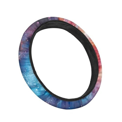 AFPANQZ Galaxy Novelty Red & Blue Auto Steering Wheel Covers Sweat Absorption Comfort Grip Anti-Slip Safety Stretch-on Easy Fix Machine Washable Steering Wheel Protection Cool 4-15 in - color: Galaxy red blue