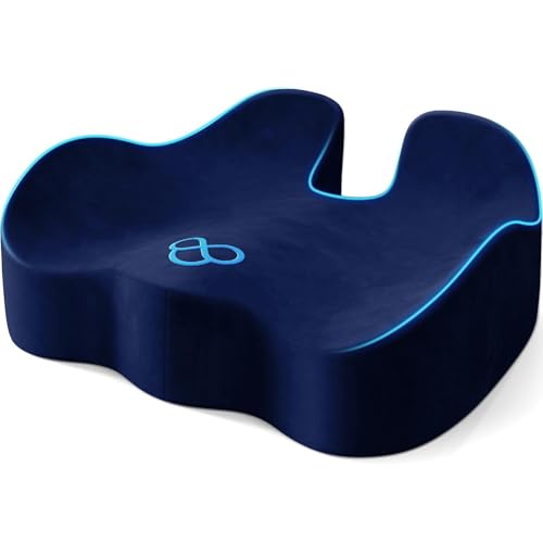 Seat Cushion with Carry Handle, Memory Foam for Tailbone/Sciatica Easing, Chair Cushions for Cars, Desks, Office Chair Cushion with Non-Slip Design, Ideal for Post-Surgery Recovery (Blue) - color: Blue, size: X-Large