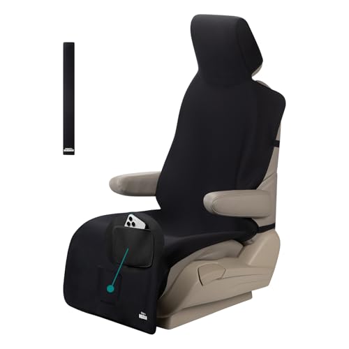 1PC Upgraded Widened Neoprene Car Seat Covers Towel for Dog Kids, Lengthened Waterproof Seat Protector Non-Slip with 3 Buckle Straps and Front Storage Pocket for Van Truck SUV