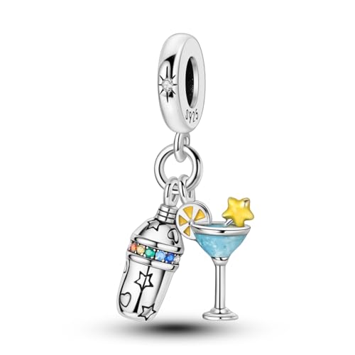 NARMO Charms for Bracelets 925 Sterling Silver Star Dangle Charms Car Keys Lipstick Dangle Charm Beads for Women Bracelets Necklace - color: Blue Enchantress