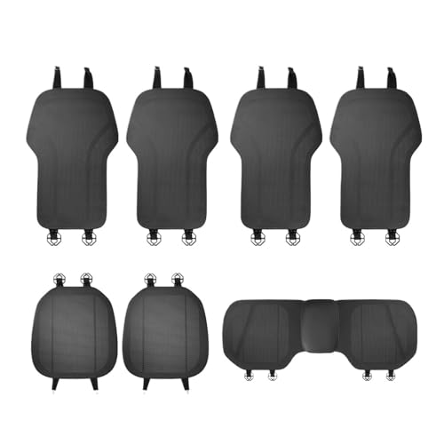 Summer Car Seat Cushion Perforated Breathable Ventilated Non-Slip All-Season Auto Cushion Pad(Black,7-Piece Set) - color: Black, size: 7-piece set