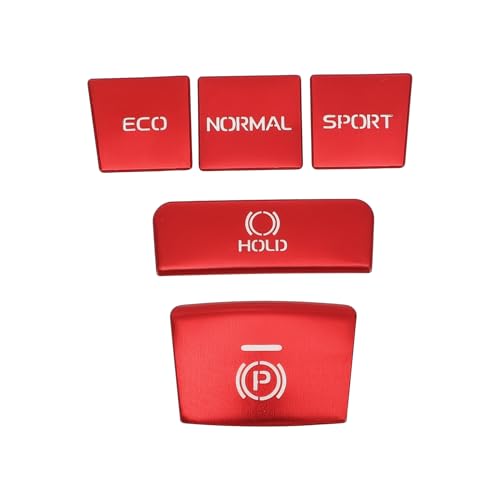 Gear Shift Handbrake Panel Button Switch Cover for Toyota Camry 2018-2022 Center Console Interior Trim Styling Button Cap Decor Red 1 Set - color: Red