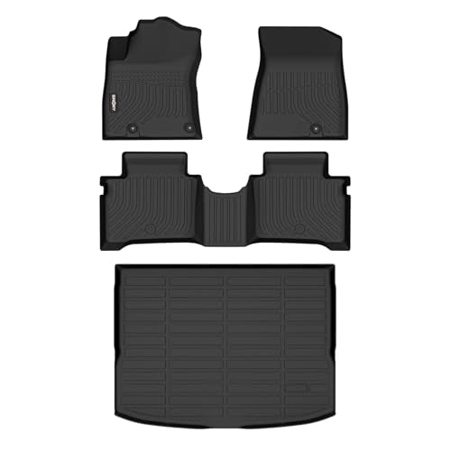 GINOWY- Floor Mats & Cargo Liner for Kia NIRO & NIRO Hybrid (Not for NIRO EV/PHEV) 2023-2025 2026, TPE All Weather Car Mats for Kia NIRO Trunk Mat Floor Liners Accessories Black - style: 28) for KIA Niro 2023-2026 Full Set