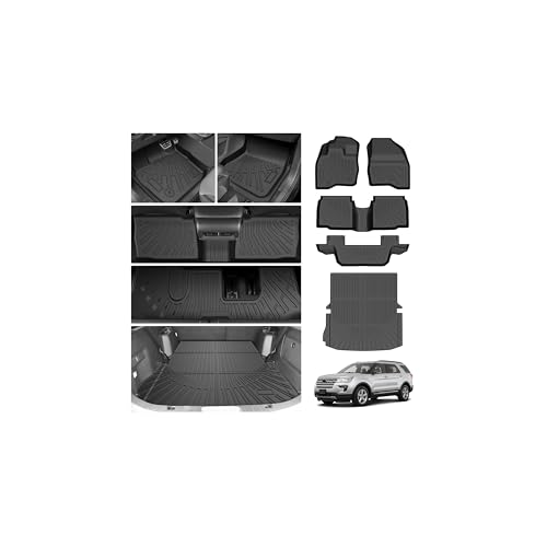 Cartist Floor Mats for 2015-2019 Ford Explorer 6 & 7 Seats, All Weather Cargo Liner for Explorer Accessories, Heavy Duty TPE Cargo Mats for Explorer XLT/Limited/Sport/Platinum, Car Accessories - size: 2)Ford Explorer 15-19 Full Set