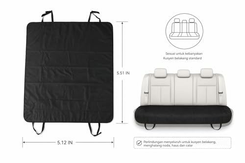 Dog Car Seat Cover for Pets - 100% Waterproof 600D Oxford Heavy Duty Hammock Style Scratch Proof Non Slip Back Seat Protector with Side Flaps, Fits Cars Trucks SUVs, Black