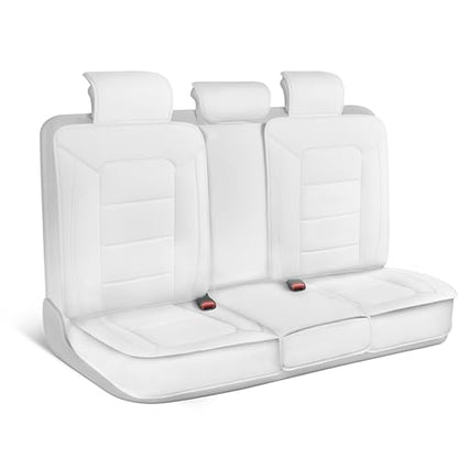 Classic Edition Bench Seat Cover, Premium Faux Leather Back Seat Covers for Cars Trucks Vans SUV, Rear Car Seat Covers Back Seats Only, Automotive Interior Cover - White - color: White Rear Seat