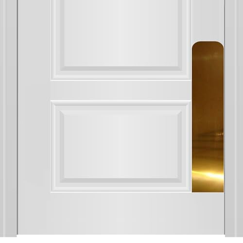 Deck the Door Decor Dog Scratch Door Protection Plate - Elegant Anodized Aluminum for All Door Types. Pet-Safe with Polished Edges and Rounded Corners. 3M Adhesive Mount - Shiny Brass 6x22in - color: Shiny Brass, size: 6 x 22"