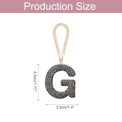 MECCANIXITY Bling Car Letter Charm, Initial G Letter Interior Car Rear View Mirror Decoration Hanging Crystal Ornaments for Women Bags Water Cup DIY Craft, Gray - style: G Letter