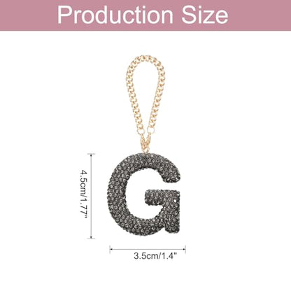 MECCANIXITY Bling Car Letter Charm, Initial G Letter Interior Car Rear View Mirror Decoration Hanging Crystal Ornaments for Women Bags Water Cup DIY Craft, Gray - style: G Letter