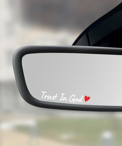 SCUARI 4PCS Car Stickers,Cars Decals,Car Accessories Trust in God Rearview Mirror Sticker,Auto Stickers and Decals,Auto Decals for Women,Trust in God Mirror Decoration,Fits Most Vehicles (White&Red) - color: White&red