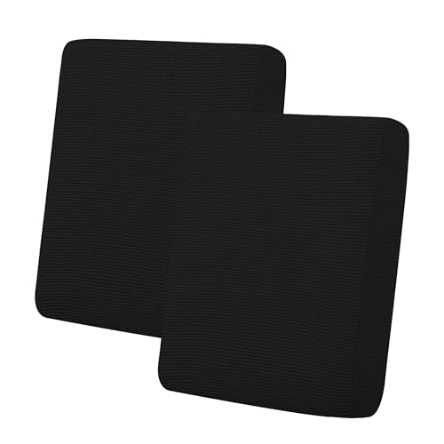 Easy-Going Stretch Individual Loveseat Couch Cushion Cover Sofa Cushion Furniture Protector Sofa slipcover Soft Flexibility with Elastic Bottom (2-piece Loveseat Cushion Cover, Black) - color: Black, size: 2-piece