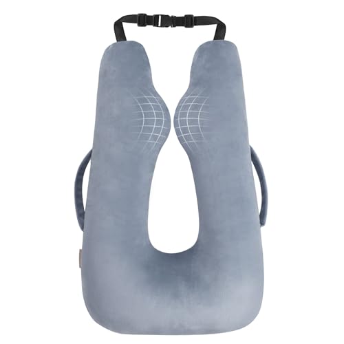 TinlyFinly Car Travel Pillow for Kids Adults, Raised Padding Head and Neck Support Car Seat Pillow for Toddlers, Portable U Shaped Body Pillow for Cars Seat On Road Trip (Light Gray) - color: Light Gray