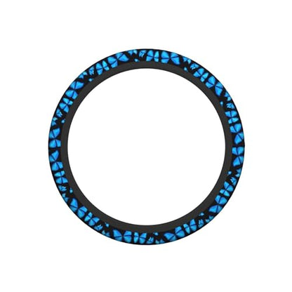 Blue Butterfly Steering Wheel Covers Non Slip Neoprene Steering Wheel Protector Universal 15 inch for Women Men Car - color: Black18