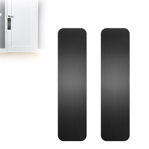 Durable Cat & Dog Door Protector from Scratching - Anti-Scratch Guard for Interior/Exterior Doors, Stainless Steel Self-Adhesive Kick Plate (Brushed Black, 4"x16")