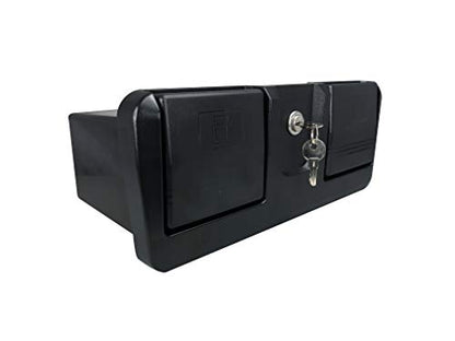 Pactrade Marine Boat Pontoon Yacht Storage Compartment Durable Standard Lightweight Lockable ABS Locking Plastic Glove Box Black Spacious with Keys (Black, with 2 Cup Holders & Keys) - style: Black, With 2 Cup Holders & Keys