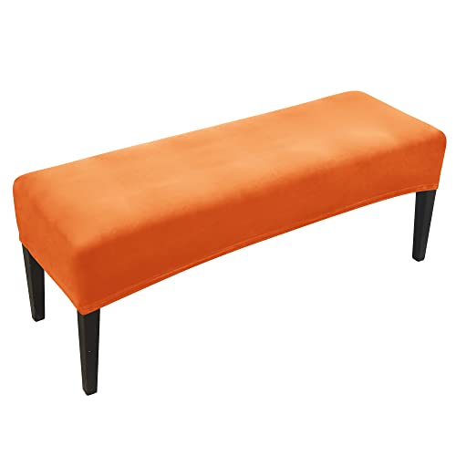 FORCHEER Dining Bench Cover - Velvet Slipcover for Living Room, Kitchen & Bedroom (Velvet-Orange) - color: Velvet-orange