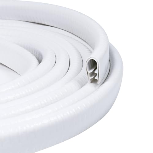 White Edge Trim 1/2" X 3/8" U-Channel Rubber Weatherstrip with Metal Fit Gap 3/64" to1/4 Car Door Edge Sealing Strip, PVC Weather Stripping Metal Edge Protector - 15Foot - color: White, size: 180inch/15Foot